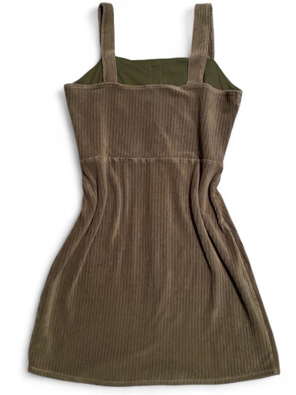 No Boundaries Olive Button-Front Corduroy Mini Dress - Picture 2 of 3
